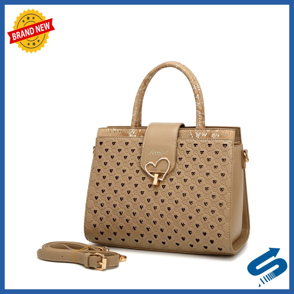 Vegan Leather Tote With Heart Cutout Pattern And Adjustable Strap